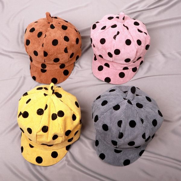 

soft polka dot painter octagonal beret octagonal hat women's leisure art painter hat student beret tide, Blue;gray