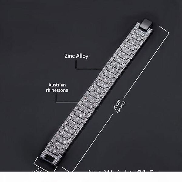 

a mens 21mm width 18k gold president cz bling bracelet hipjop 8 &quot ;inch simulate dimonds bangles link bracelets, Golden;silver