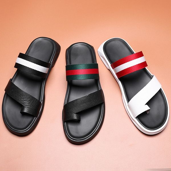 

genuine leather toe-sleeved men's fashionable and slippers 2019 new sandals fashionable toe-sleeved slippers summer outdoor sandals