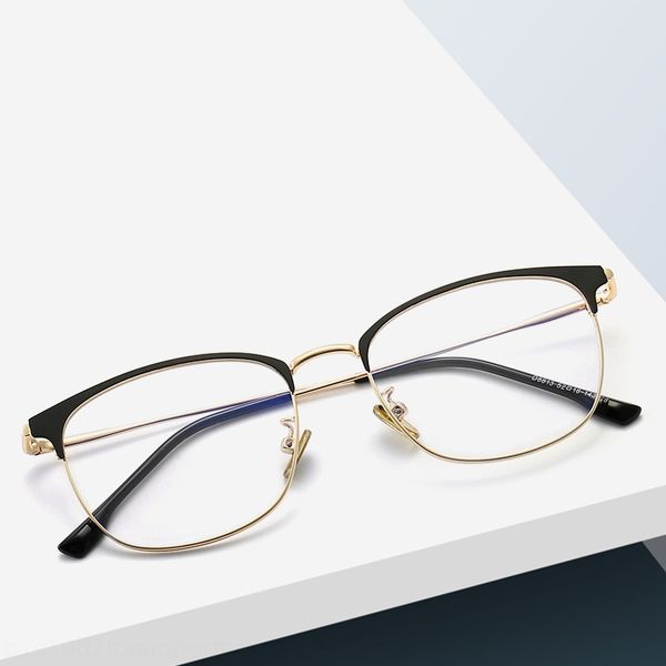 

fashion new simple metal eyebrow myopia plain glasses men's kick-off myopia glasses, Silver