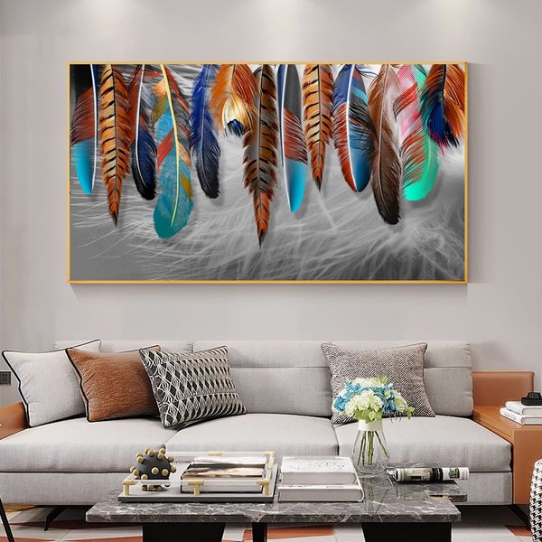 

abstract feather canvas paintings dreamcatcher wall art pictures poster and print for living room cuadros decor