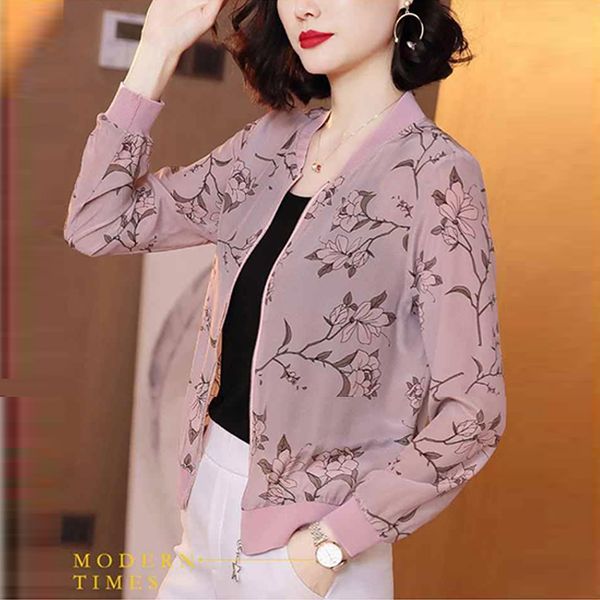 

New 2020 Fashion Summer Women Print Basic Jackets Thin Long Sleeve Loose Female Office Bomber Zipper Jacket Sunscreen Plus Size, Black;brown