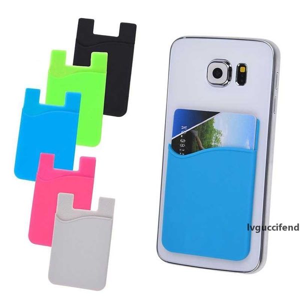 

fashion women men cell phone card holder sticker bus card business credit id card holder slim case pocket on 3m adhesive