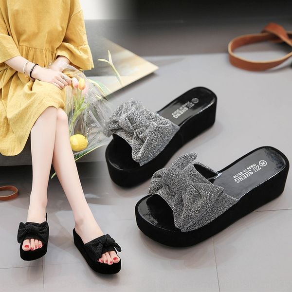 

high heel for and butterfly sandals women korean style bowknot thick-soled household sandals for women