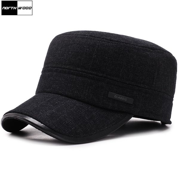 

northwood] classic thicker mens winter hat warm hats for men adjustable flat caps, Blue;gray