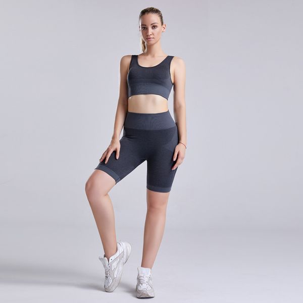 

йога set бесшовных фитнес короткого спорт бюстгальтер + йога шорты женщина фитнес set йога outfit для женщины тренажерного зала workout 2pcs, White;red