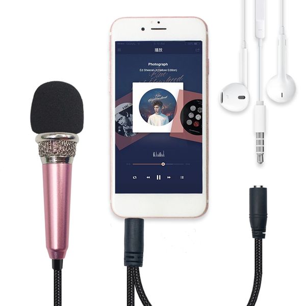 

2020 mini karaoke condenser wired 3.5mm stereo microphone mic for cell phone portable stereo studio lappc deskaccessories