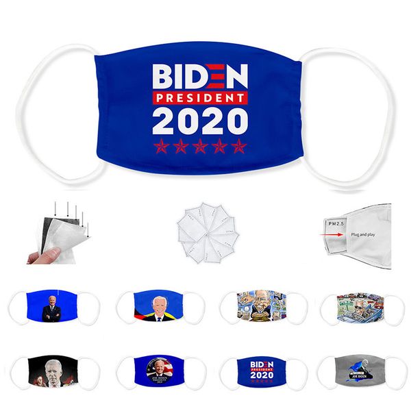 

1pcs Filter Joe Biden 2020 US president election designer luxury Adult Men face mask washable Reusable Dust Windproof protect Cotton Masks