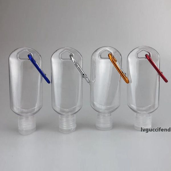 

50ml hand sanitizer bottle for disinfectant liquid flip cap with key ring hook transparent plastic bottle for travel