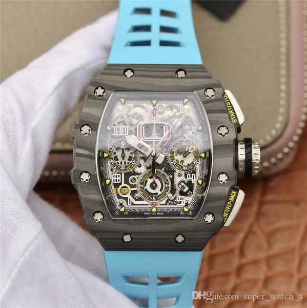 

kv super rm11-03 montre de luxe return timing automatic movement watches titanium steel case silicone strap designer watches folding buckle, Slivery;brown