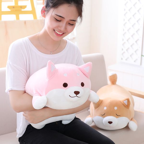 

fatty shiba inu dog stuffed doll squishy animals doggy plush toy pink/brown eyes open/closed kids appeasing plushie 35/55cm 201012