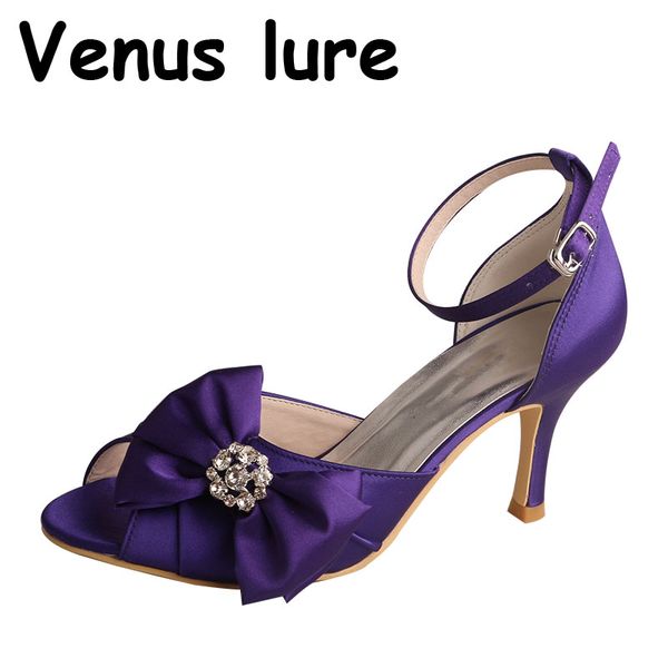 

customized purple wedding heels for bride ankle strap party sandals size 8, Black