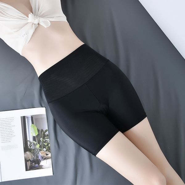 

8jfkm summer mesh flat angle underpants boneless ice silk high waist body-shaping belly-shaping leg-shaping anti-exposure women's base, Black;brown