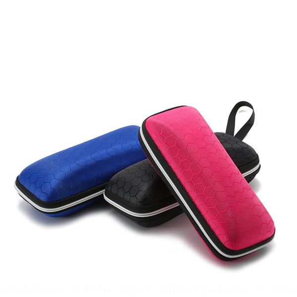 

square high-grade zipper sun sunglasses anti-pressure sunglasses box black zipper honeycomb water cube box, Blue