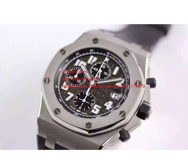 

factory supplier wristwatches 42mm quartz chronograph black dial mens watches men's watch wristwatches, Slivery;brown