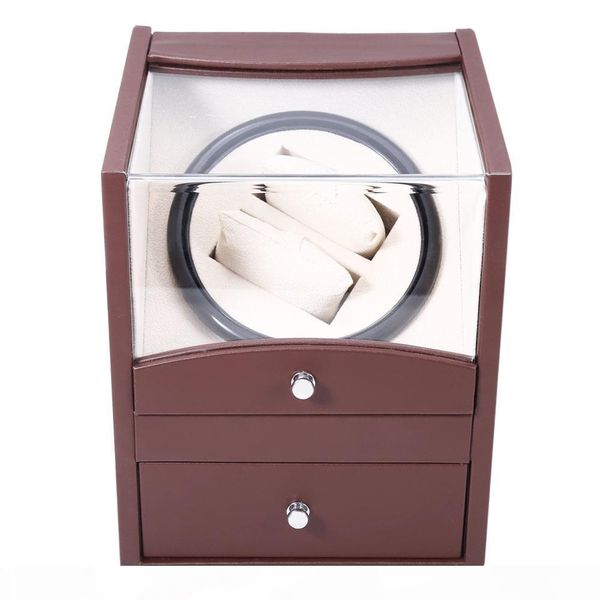 

o professional auto rotation watch box winder watch box two grids transparent multifunctional wristwatch drawer caja reloj, Black;blue