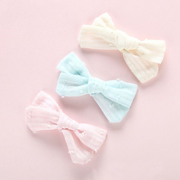 

child bow tie hair clips cotton sweet cute customized solid hair clips girls hairpins soft head wear accessories, Slivery;white