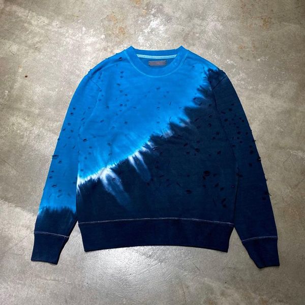 

20fw am1r1 отверстия tie окрашенные зима градиент винтажная o-neck long street рукавом пуловер кофты мода свитер новые стили hfhlwy126, Black