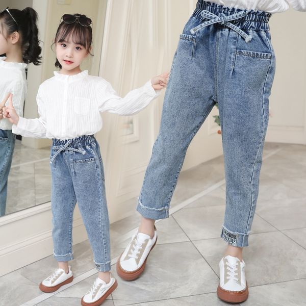 

jslab 6 women's big kids 8 autumn denim pants children's autumn western style 10 girls fashion 12 stone mill lace-up pants 15 year, Blue