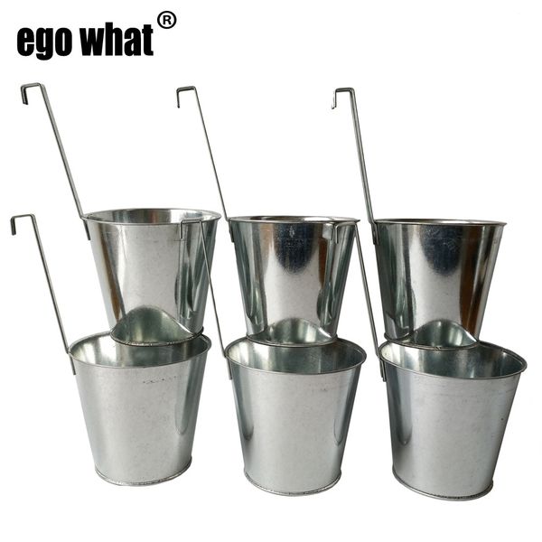 

vintage metal planter silvery flower pot galvanized hanging buckets wedding flower tub holder vertical succulent planters