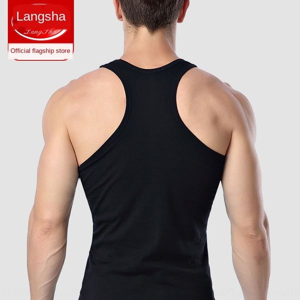 

yrhwb langsha men' vest trendy i-shaped elastic tight bamboo pulp fiber base exercise exercise vest sports fitness slim sports fitness, White;black