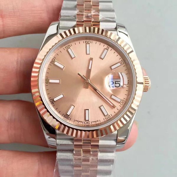 

u1 factory 41mm rose gold dial sapphire crystal datejust mens watches automatic fluted bezel watch everose gold two tone jubilee wristwatch, Slivery;brown