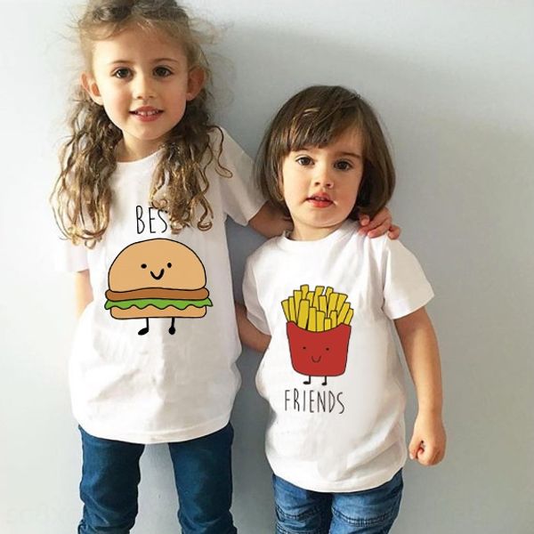

short sleeve and round collar large children's hamburger chips cute t-shirt t-shirt printing friends, Blue