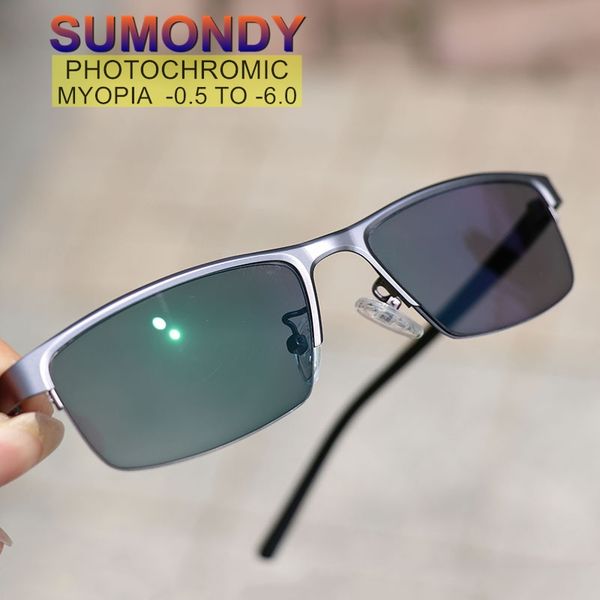 

sumondy pchromic sunglasses prescription glasses for myopia dioptre 0 to -6.0 women men business discolored spectacles uf96, White;black