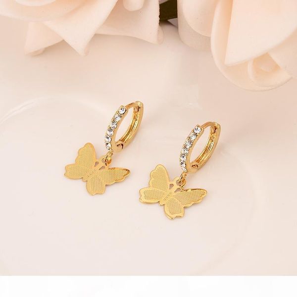 

k fashion solid gold gf cz women drop earring dangle earring charms jewelry butterfly earrings fine vintage girls, Silver