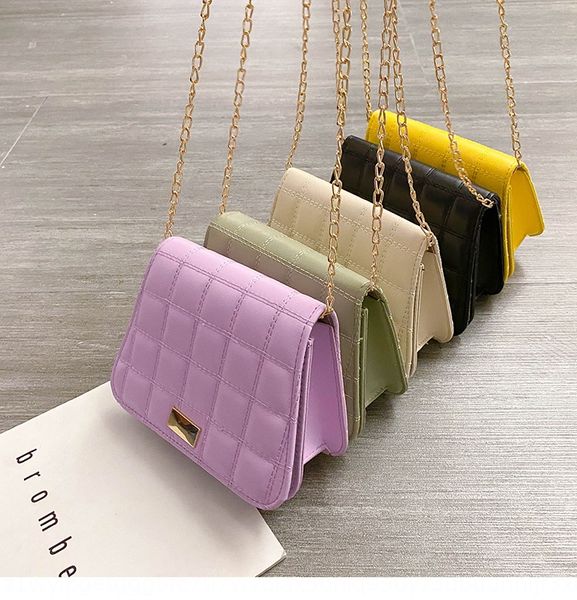

rzb2p women small square messenger shoulder 2020 new korean style solid color all-match pu small square bag fashion chain single shoulder d, White
