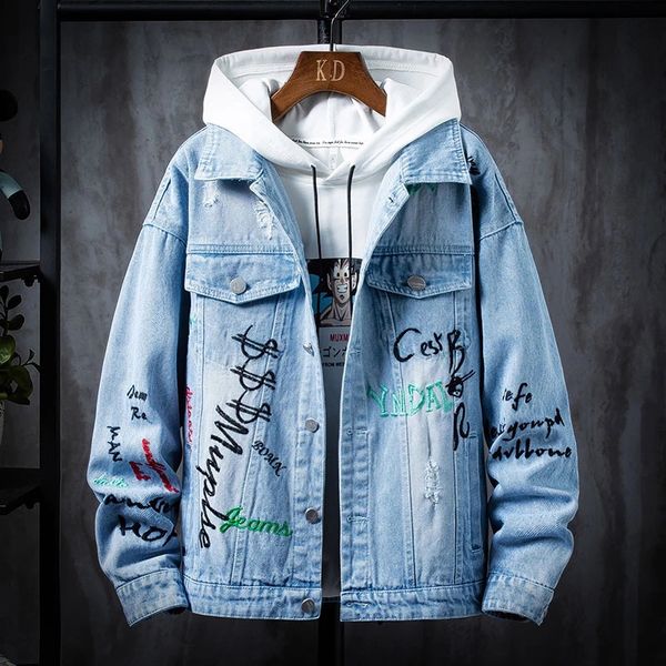 

2020 новый мужской парикмахер джинсовой куртки хип-хоп мужской дамы ретро куртка синяя куртка способа мужчины дизайнер, Black;brown