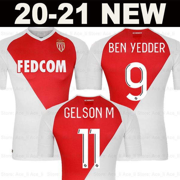 

20 21 thailand quality monaco home soccer jersey ben yedder gelson .m jovetic golovin 2020 2021 fabregas keita balde away football shirt, Black;yellow