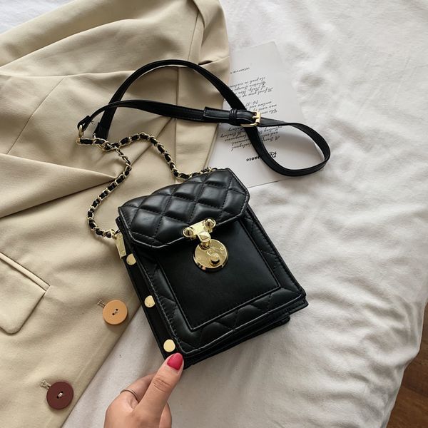 

2020 summer new shoulder ladies messenger fashion small square chain rivet mini wallet mobile phone