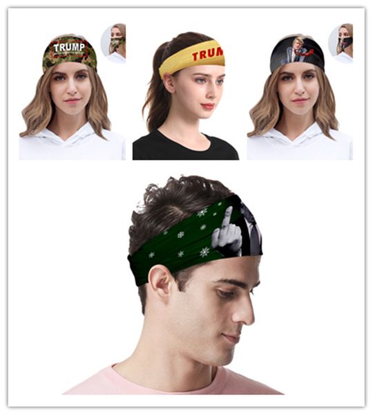 

trump designer headband masks 2020 president election wristband face masks make america great sports hairband cycling headwarp turban d73004, Slivery;white