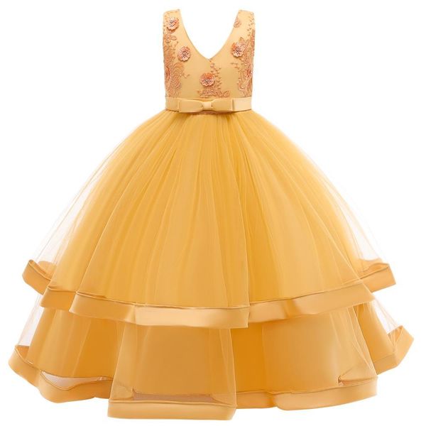

hetiso bridesmaid kids dresses christmas girls dress for girls cloths evening elegant party gown tutu princess dress 3-11 year t200709, Red;yellow