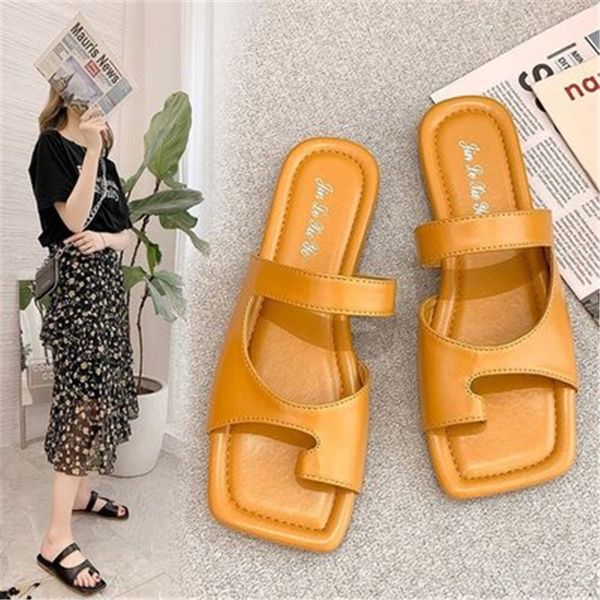 

siddons fashion vintage flip flops women slippers brown leather summer beach ladies casual flats shoes woman zapatos de mujer, Black