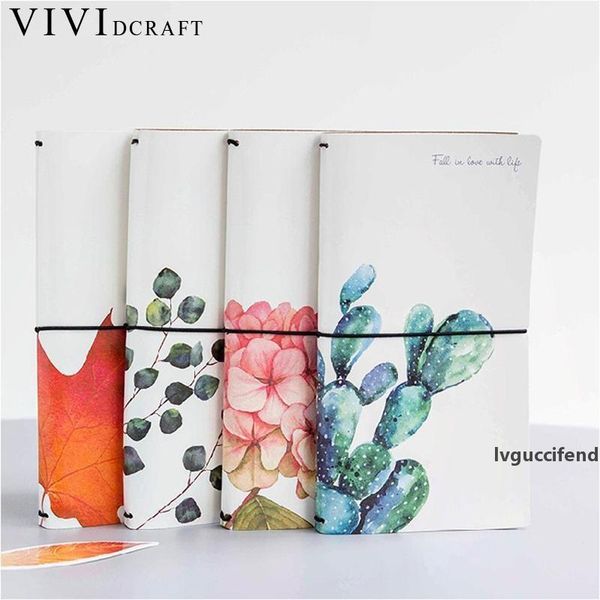 

vividcraft creative cactus leaves pu leather cover planner notebook diary book exercise composition binding note notepad gift, Purple;pink