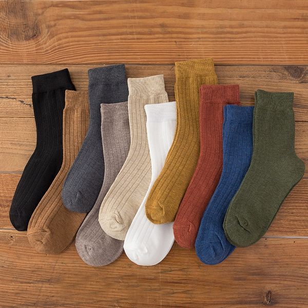 

women's stacked korean stylefashion solid medium cotton socks color cotton socks mid-tube stockings sweat-absorbent breathable, Pink;yellow