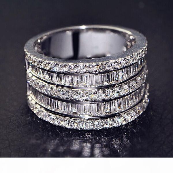 

e vitoria wieck luxury jewelry 925 sterling silver princess cut white z cz diamond eternity women wedding engagement band ring gift, Slivery;golden