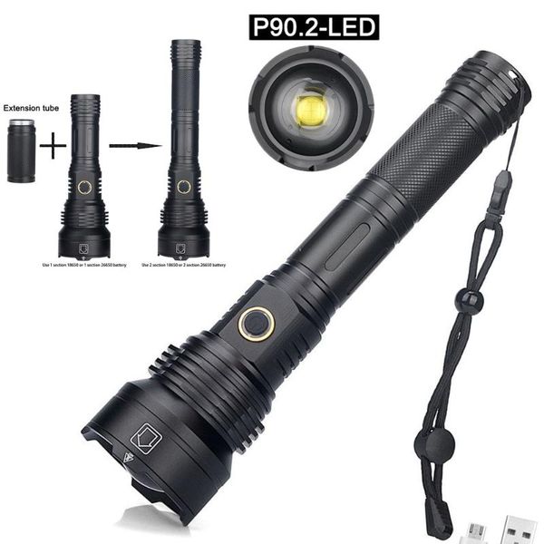 

flashlights torches 2021 xhp90.2 ultra powerful led lamp usb rechargeable tactical light 18650 26650 zoom camp torch
