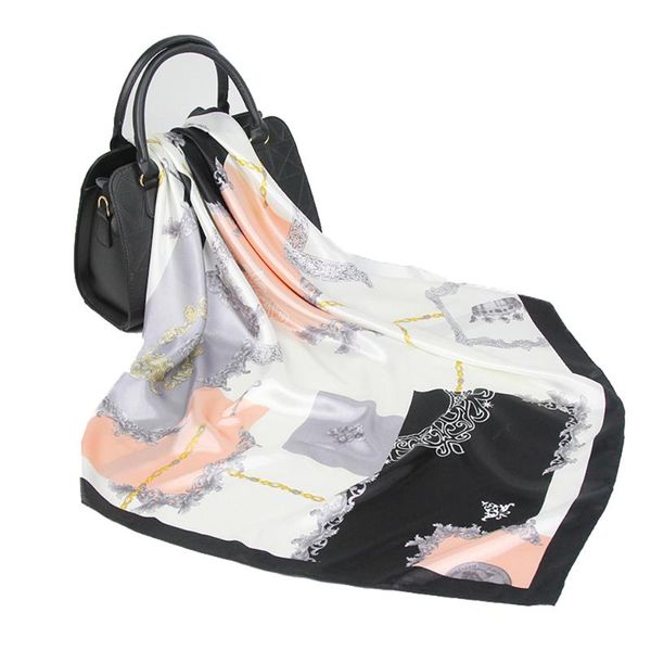 

silk scarf women hijab fashion designer foulard soft satin scarfs 90*90cm square shawls and wraps headscarf, Blue;gray