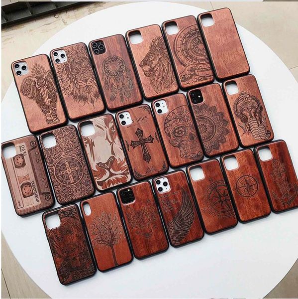 Custodie in TPU in legno naturale in vero legno per iPhone 11 Pro Max XR XS 6 7 8 Plus Samsung S10 S10e S20 Ultra S9 Nota 9 10 10+