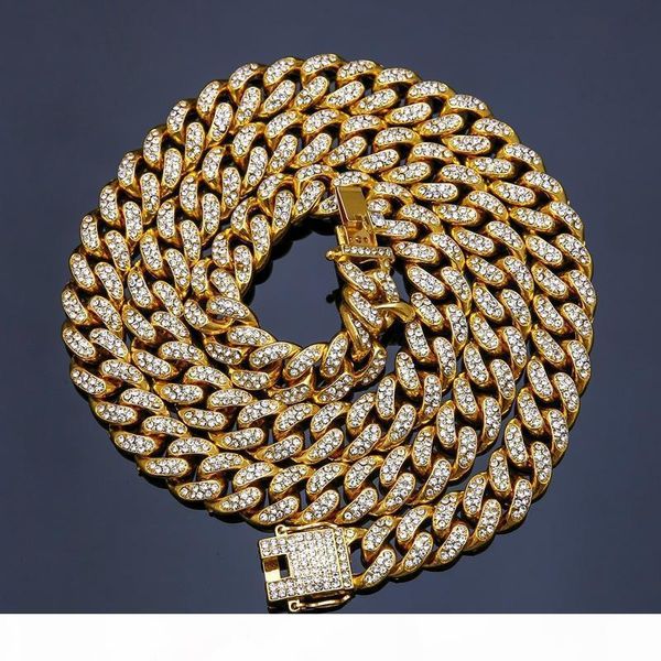 

hip hop gold color iced out crystal miami cuban chain gold silver necklace & bracelet set selling the hip hop king