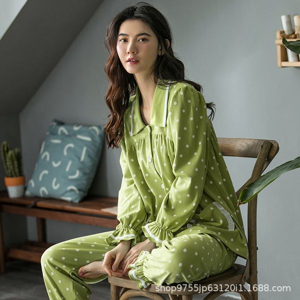 

ozver leijiabang cotton long sleeve polka dot 2020 autumn new korean green cute sweet home leijiabang cotton long sleeves can be worn outsid, Blue;red