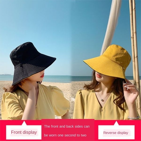 

fisherman female face small double-sided all-match summer fisherman sunscreen korean style sunscreen hat big edge sun hat, Blue;gray