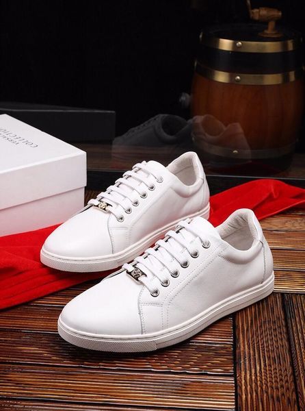

2019i spring new sports shoes trend men's shoes low shoes leather casual business shoes, original box delivery 38-4411, Black