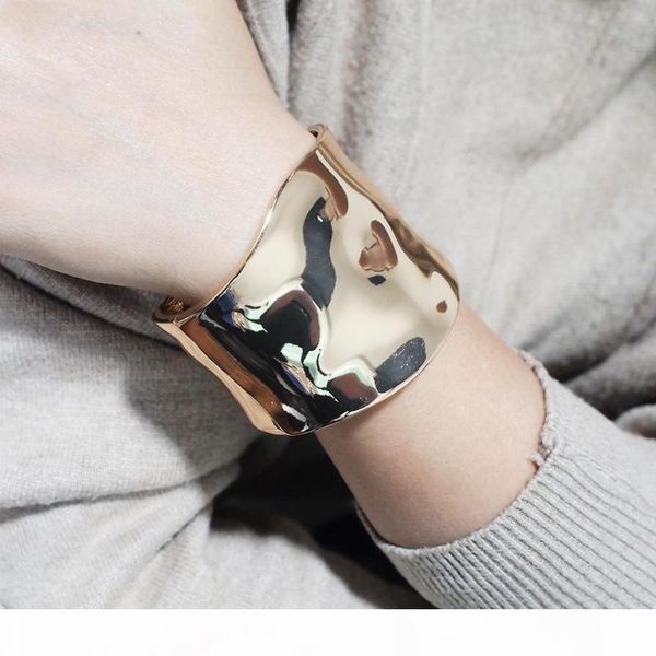 

manilai punk a bump surface alloy cuff bangles for women fashion jewelry statement big alloy bangle bracelets accessories, Black