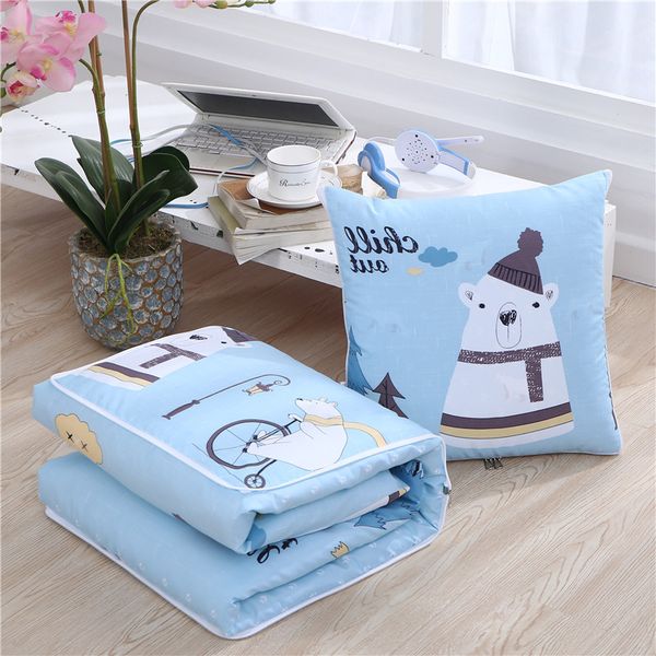

2 in 1 napping blanket soft comfortable pillow folding blanket with back cushion for office worker store po11*