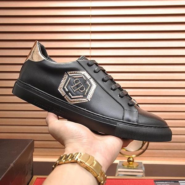 

new luxury mens shoes sneakers casual fashion lo -sneakers hexagon luxury herrenschuhe mens shoes fashion with box zapatos de hombre, Black