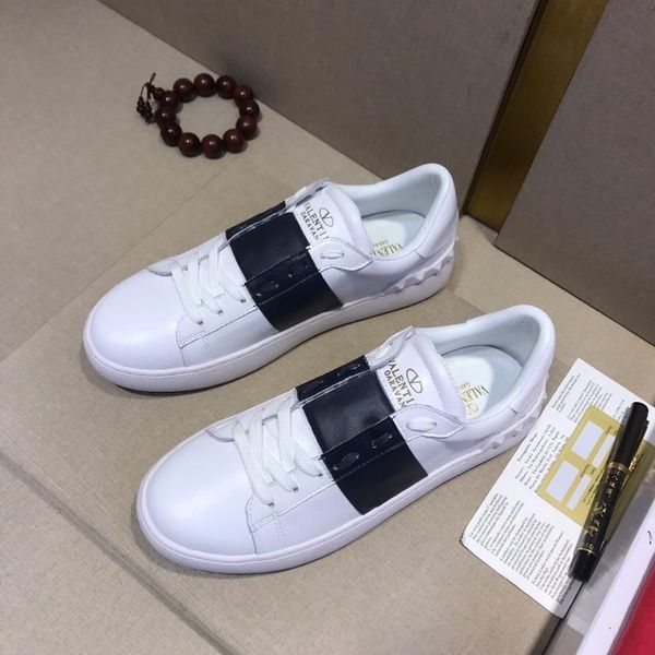 

new men's and women's leather low rivet shoes comfortable casual shoes fashion sports rivets original box 36-44, Black